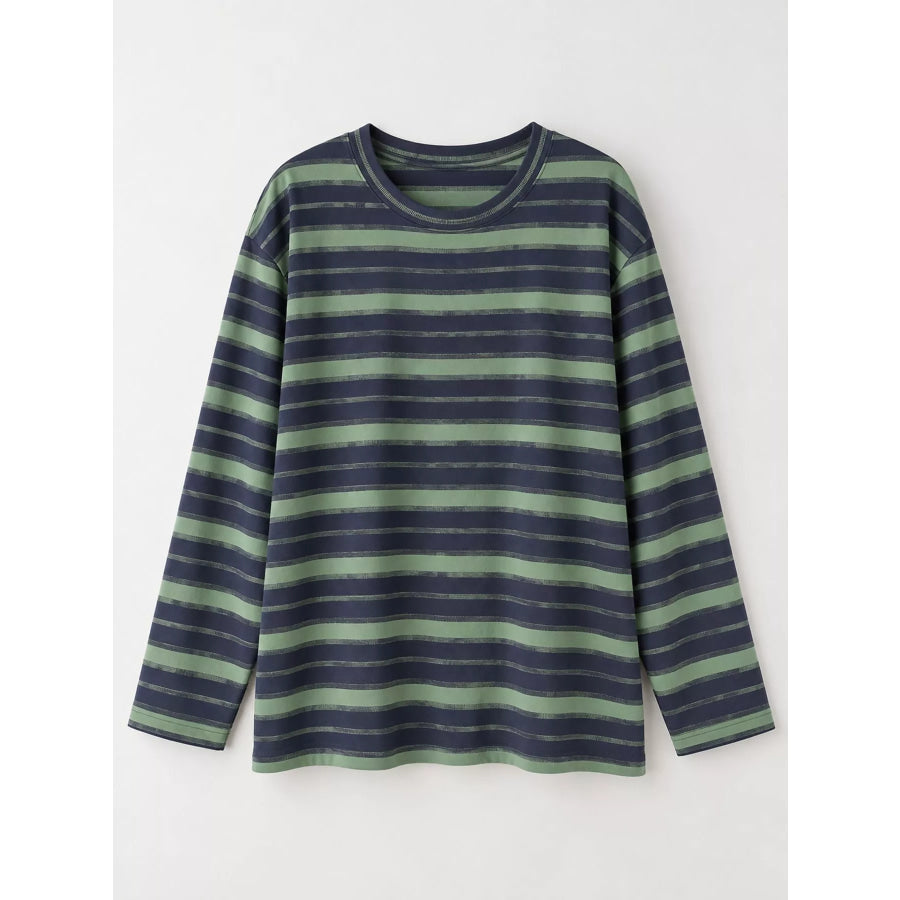 Oversized Striped Crew Neck T-Shirt Apparel and Accessories