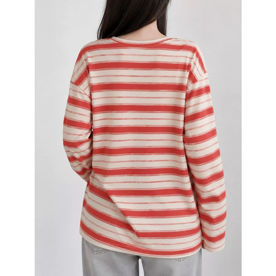 Oversized Striped Crew Neck T-Shirt Apparel and Accessories