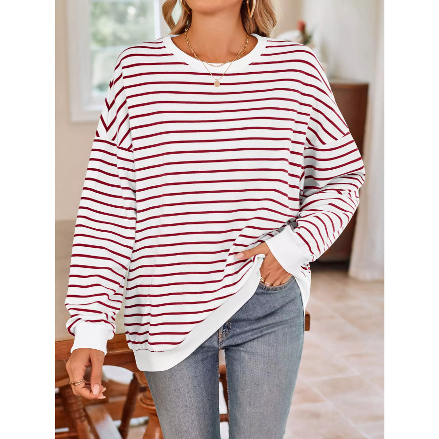 Oversized Striped Crewneck Sweatshirt Apparel and Accessories