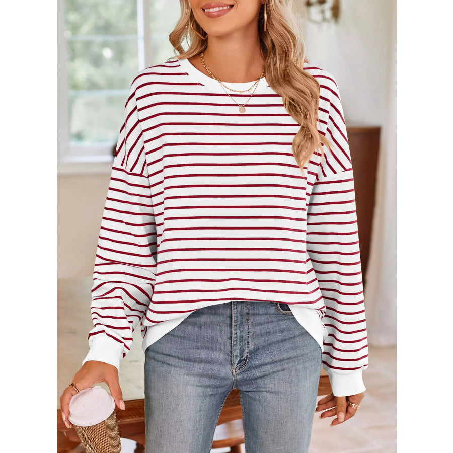 Oversized Striped Crewneck Sweatshirt Apparel and Accessories