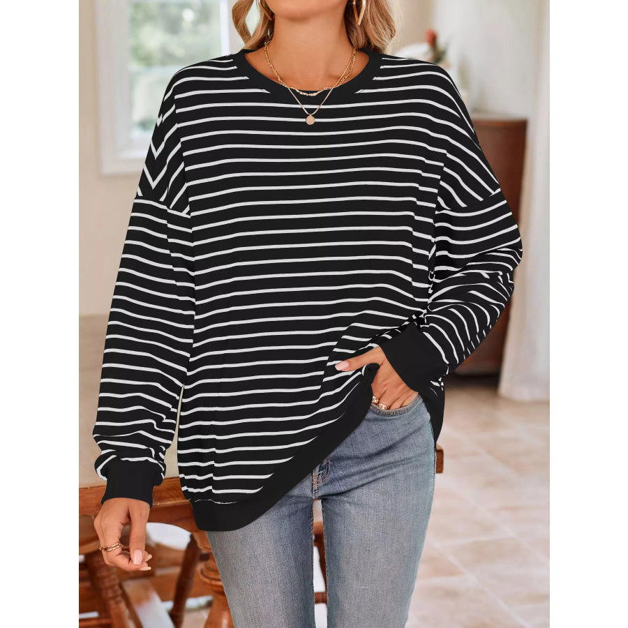 Oversized Striped Crewneck Sweatshirt Apparel and Accessories