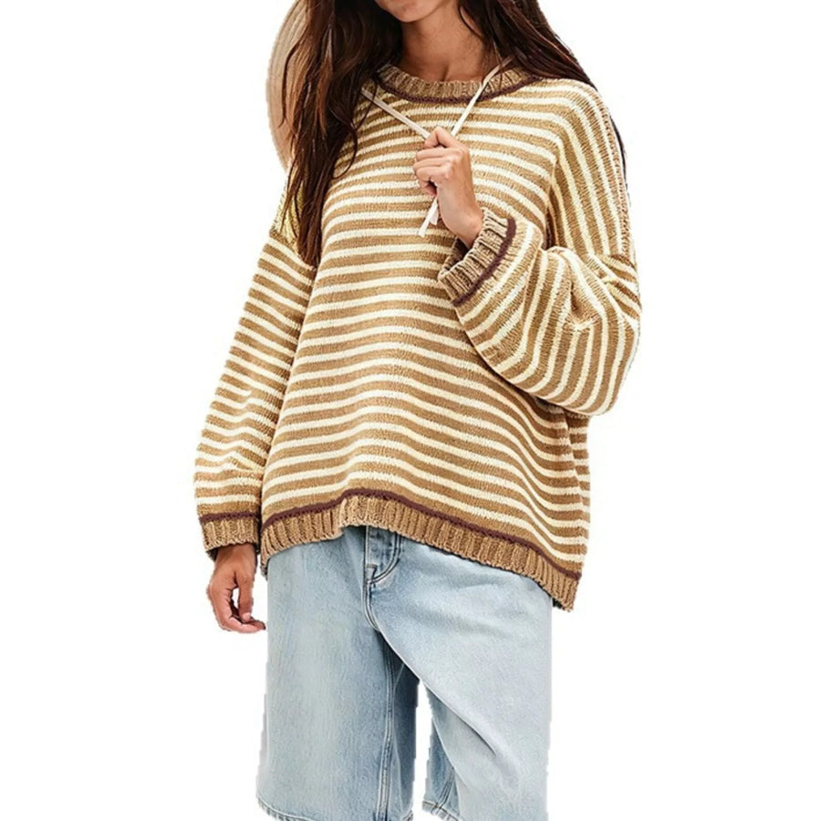 Oversized Striped Dropped Shoulder Sweater Apparel and Accessories