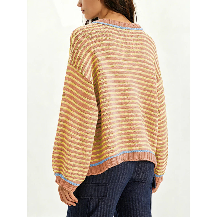 Oversized Striped Dropped Shoulder Sweater Apparel and Accessories