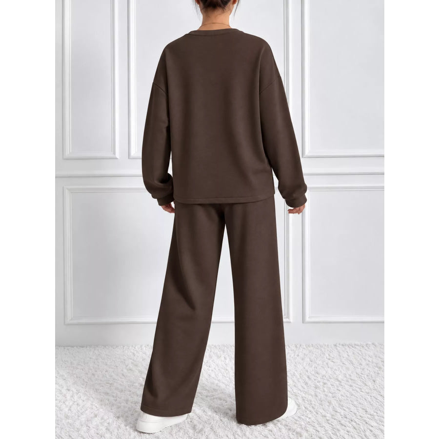 Oversized Sweatshirt and Wide-Leg Pants Set Apparel Accessories