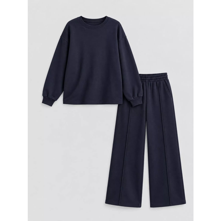Oversized Sweatshirt and Wide-Leg Pants Set Apparel Accessories