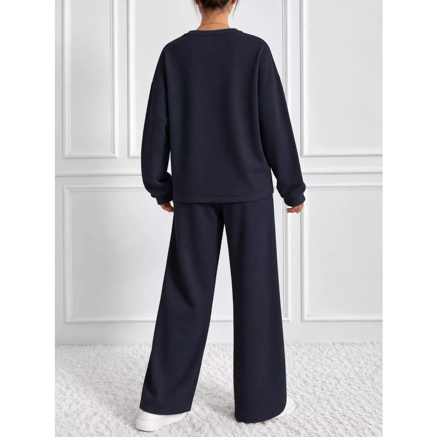 Oversized Sweatshirt and Wide-Leg Pants Set Apparel Accessories