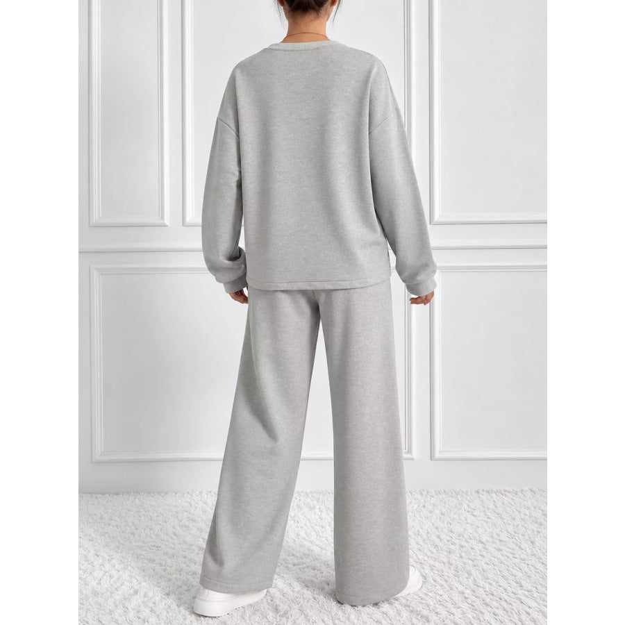 Oversized Sweatshirt and Wide-Leg Pants Set Apparel Accessories