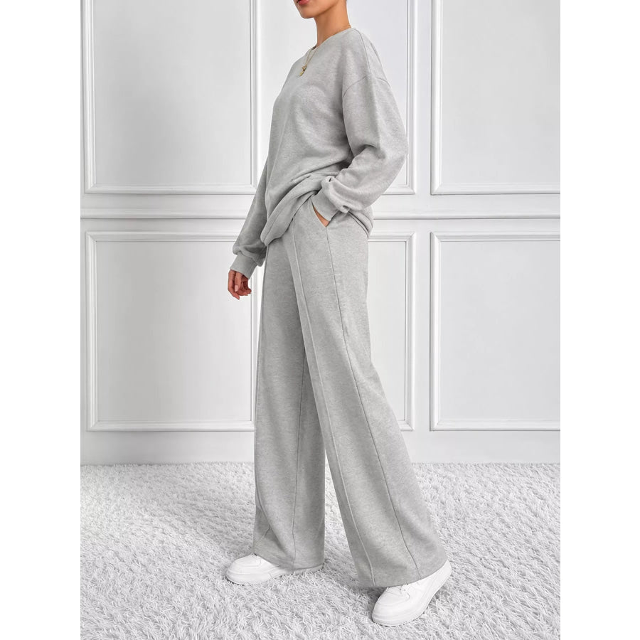Oversized Sweatshirt and Wide-Leg Pants Set Apparel Accessories