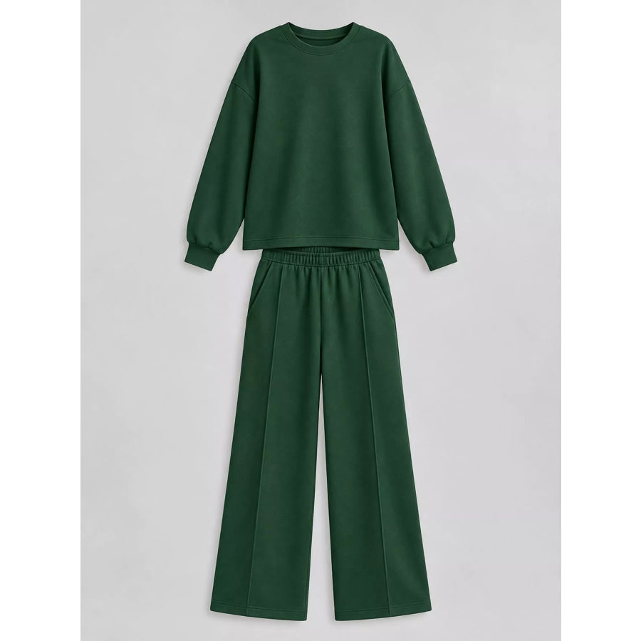 Oversized Sweatshirt and Wide-Leg Pants Set Apparel Accessories