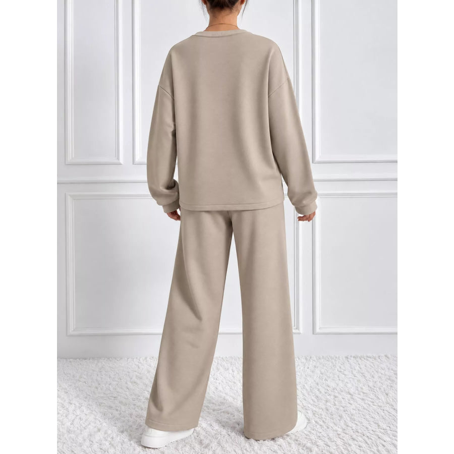 Oversized Sweatshirt and Wide-Leg Pants Set Apparel Accessories