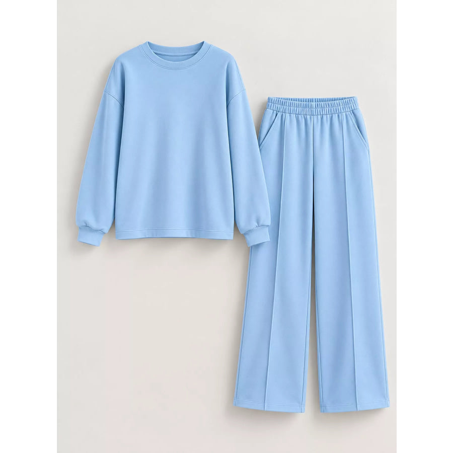 Oversized Sweatshirt and Wide-Leg Pants Set Apparel Accessories