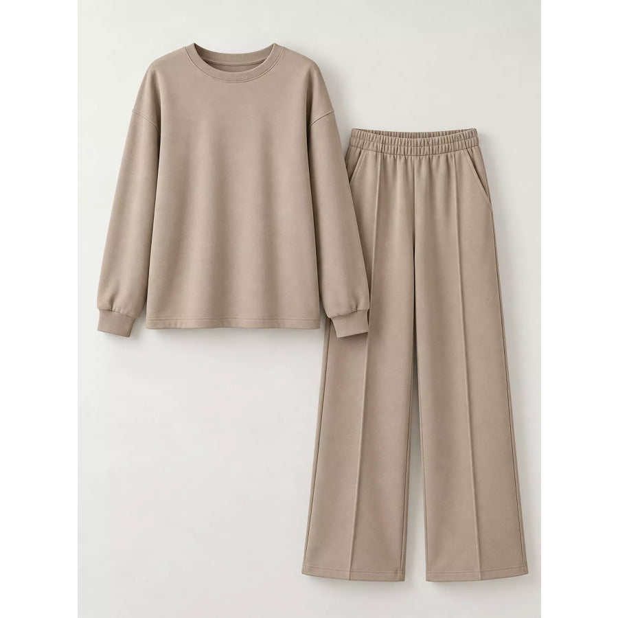 Oversized Sweatshirt and Wide-Leg Pants Set Apparel Accessories