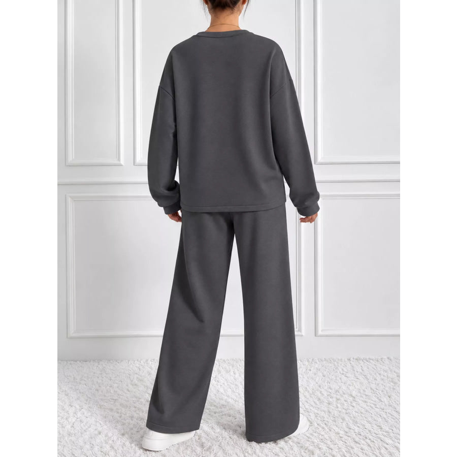 Oversized Sweatshirt and Wide-Leg Pants Set Apparel Accessories