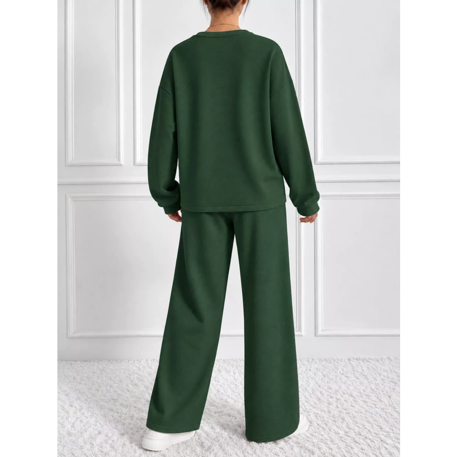 Oversized Sweatshirt and Wide-Leg Pants Set Apparel Accessories