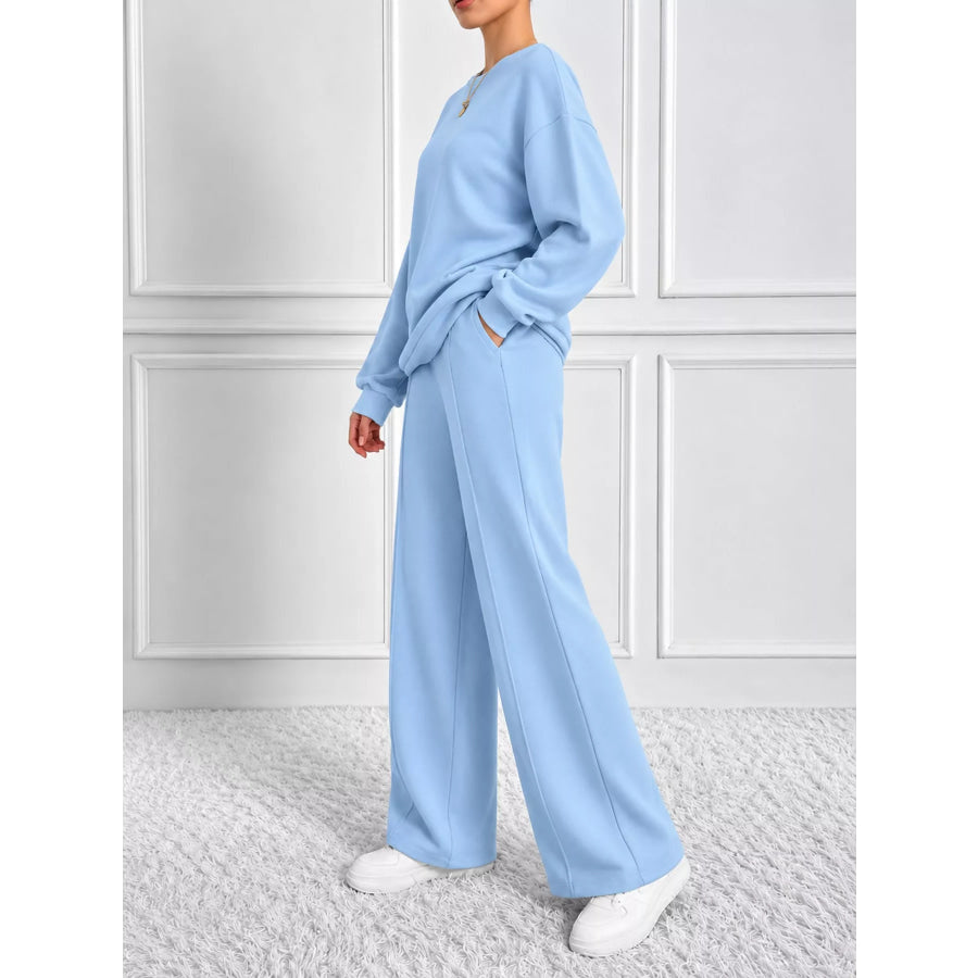 Oversized Sweatshirt and Wide-Leg Pants Set Apparel Accessories