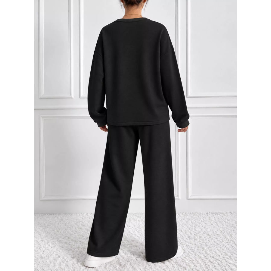Oversized Sweatshirt and Wide-Leg Pants Set Apparel Accessories
