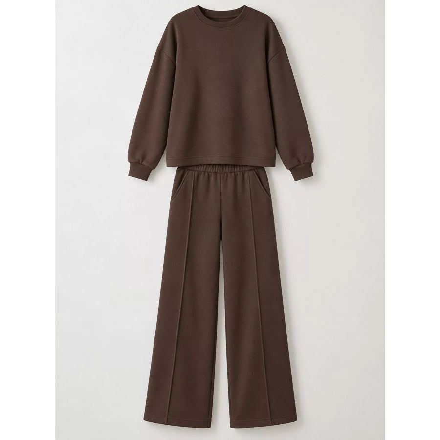 Oversized Sweatshirt and Wide-Leg Pants Set Apparel Accessories
