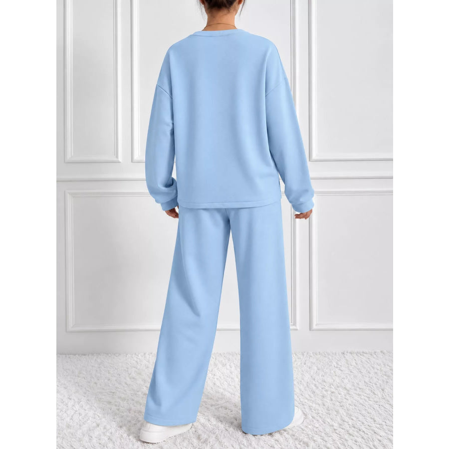 Oversized Sweatshirt and Wide-Leg Pants Set Apparel Accessories