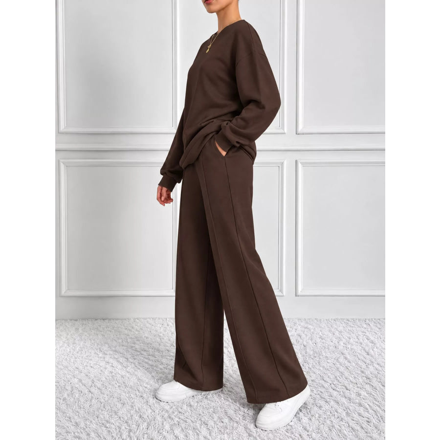 Oversized Sweatshirt and Wide-Leg Pants Set Apparel Accessories