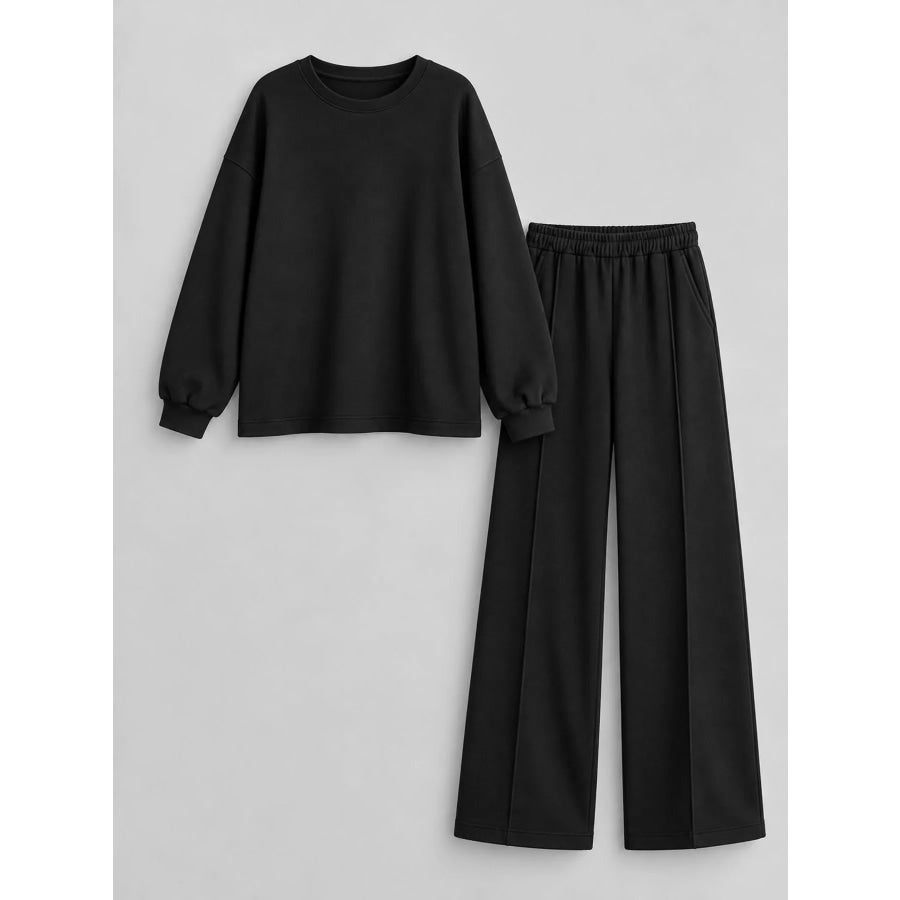 Oversized Sweatshirt and Wide-Leg Pants Set Apparel Accessories