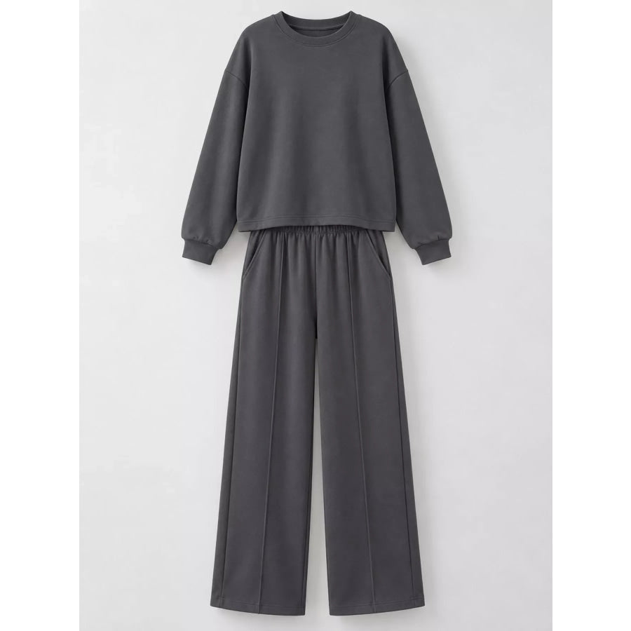 Oversized Sweatshirt and Wide-Leg Pants Set Apparel Accessories