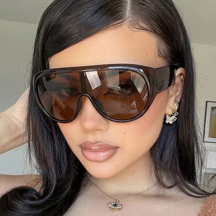 Oversized Tinted Lenses Sunglasses Brown / One Size Apparel and Accessories