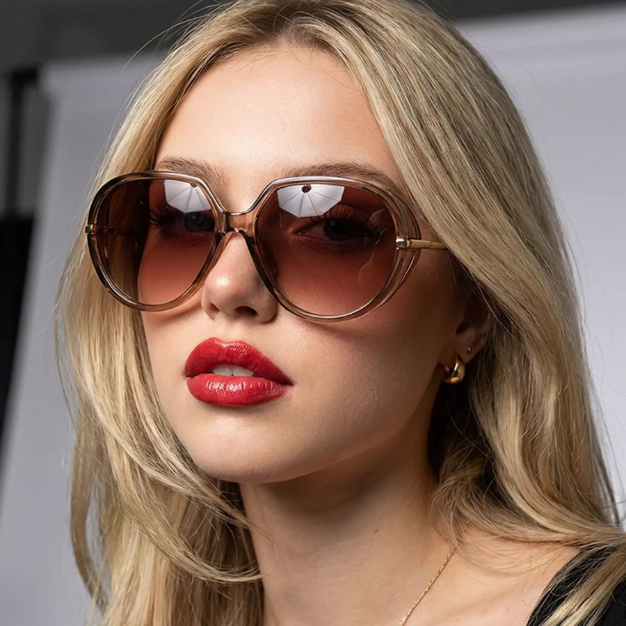 Oversized Tinted Lenses Sunglasses Ochre / One Size Apparel and Accessories