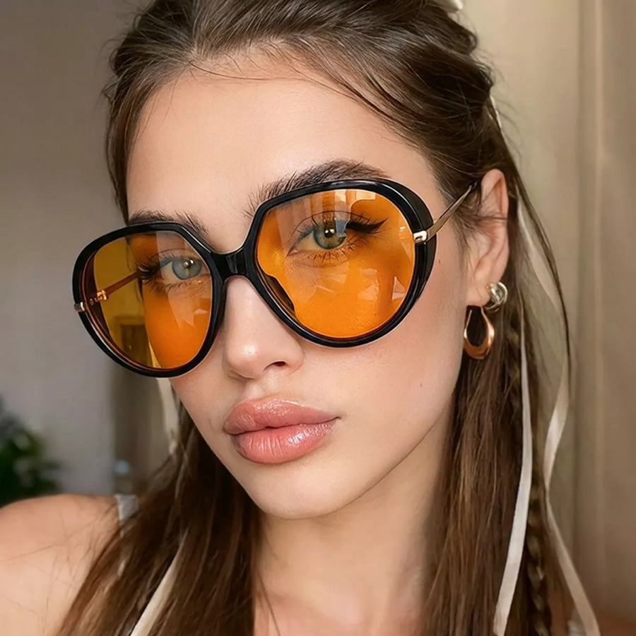 Oversized Tinted Lenses Sunglasses Sherbet / One Size Apparel and Accessories