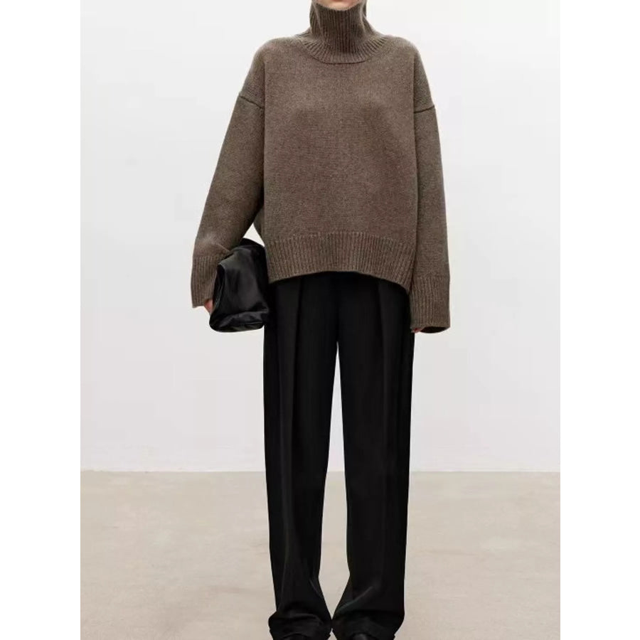 Oversized Turtleneck Wool Sweater Apparel and Accessories