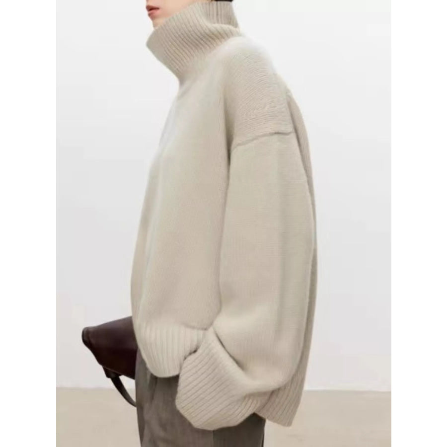 Oversized Turtleneck Wool Sweater Apparel and Accessories