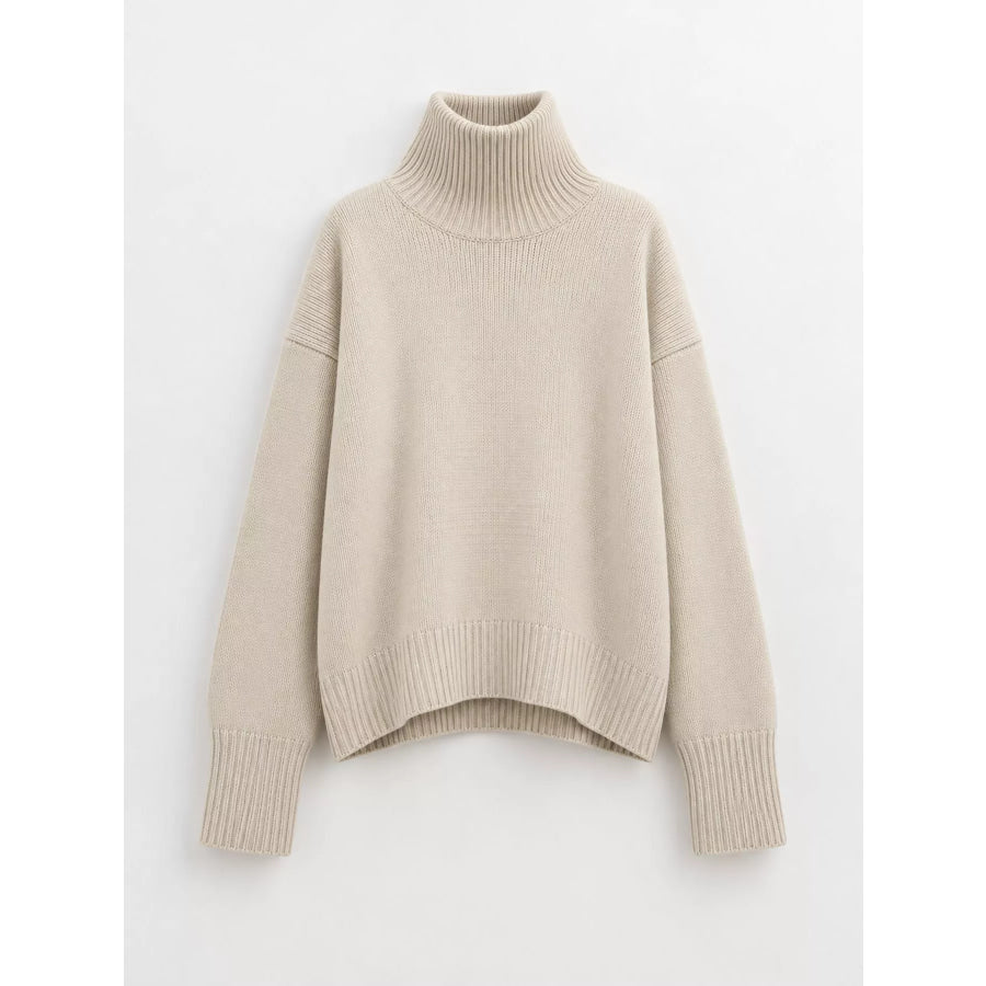 Oversized Turtleneck Wool Sweater Apparel and Accessories