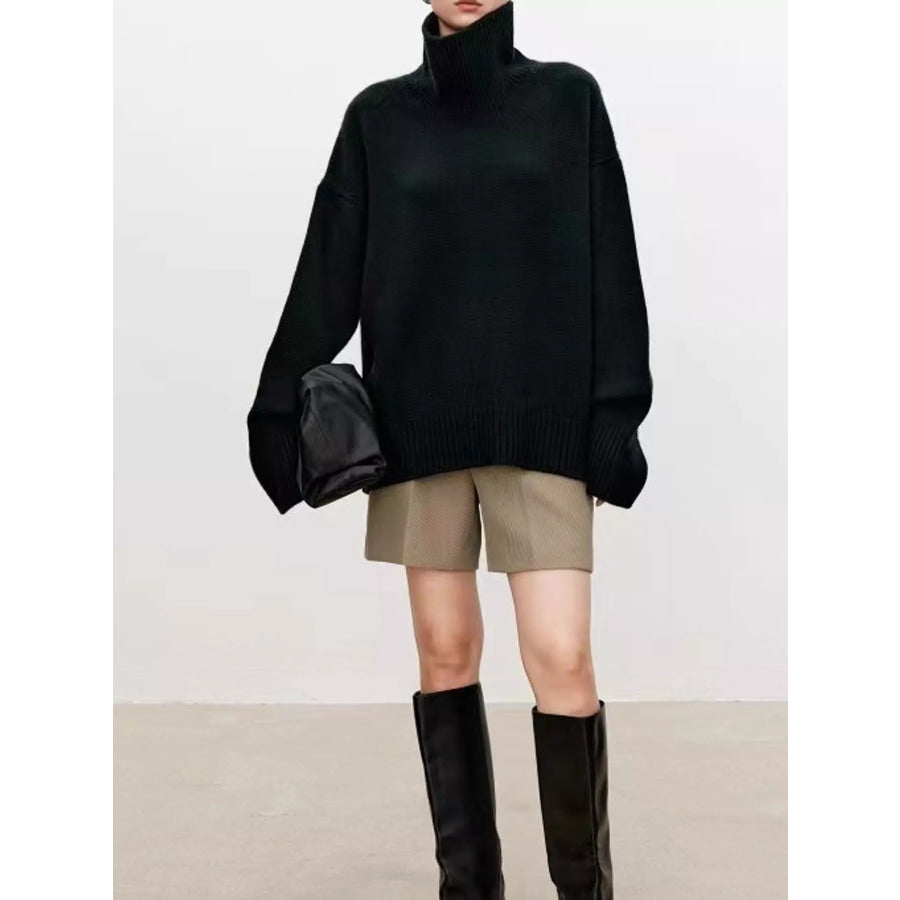 Oversized Turtleneck Wool Sweater Apparel and Accessories