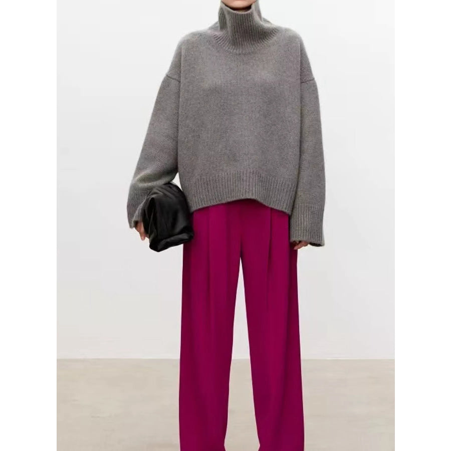 Oversized Turtleneck Wool Sweater Apparel and Accessories