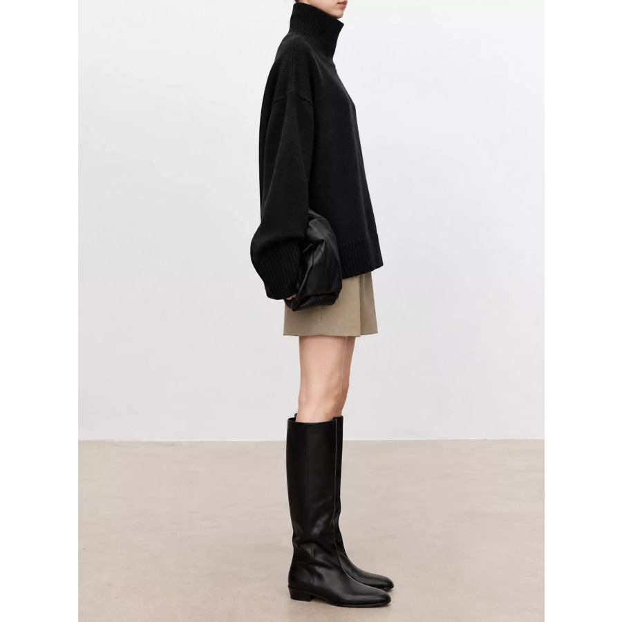 Oversized Turtleneck Wool Sweater Apparel and Accessories