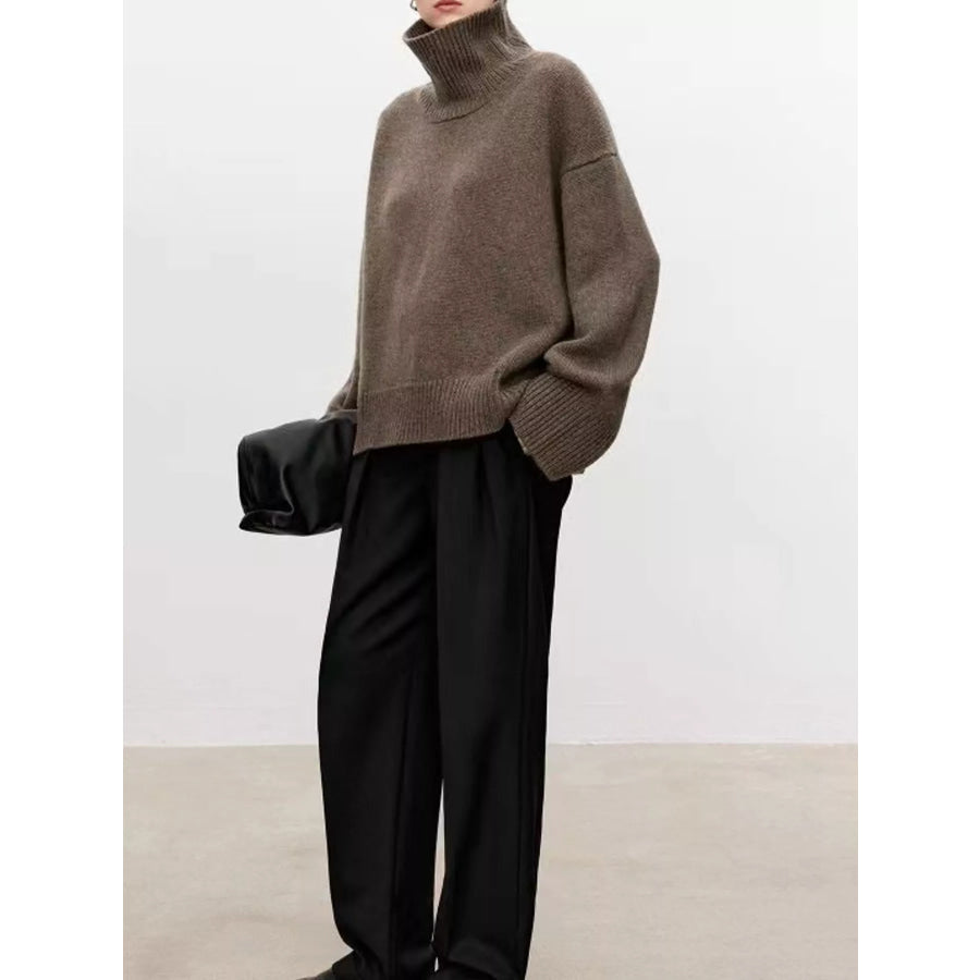 Oversized Turtleneck Wool Sweater Apparel and Accessories