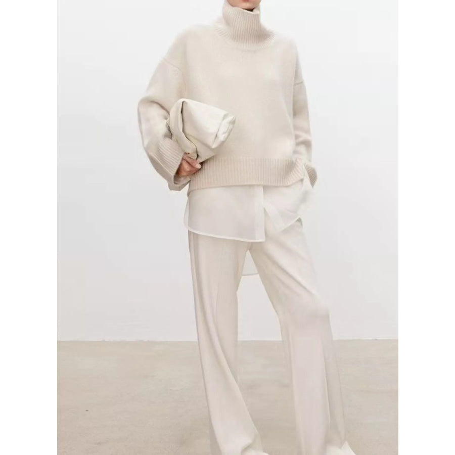 Oversized Turtleneck Wool Sweater Apparel and Accessories