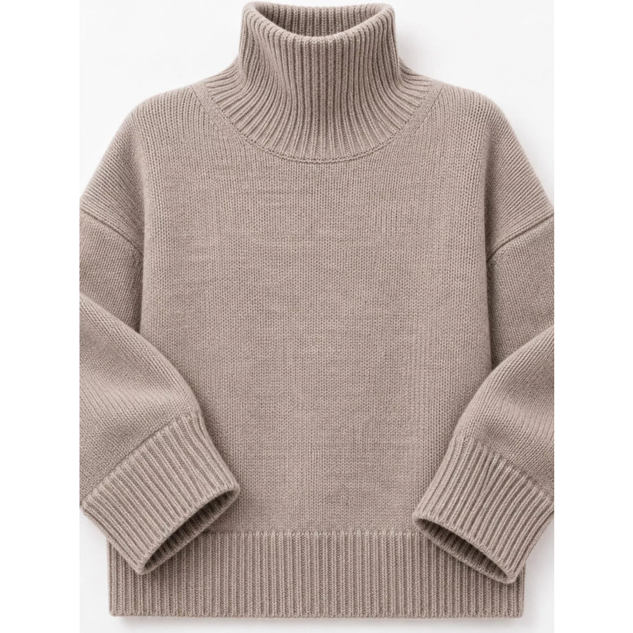 Oversized Turtleneck Wool Sweater Apparel and Accessories