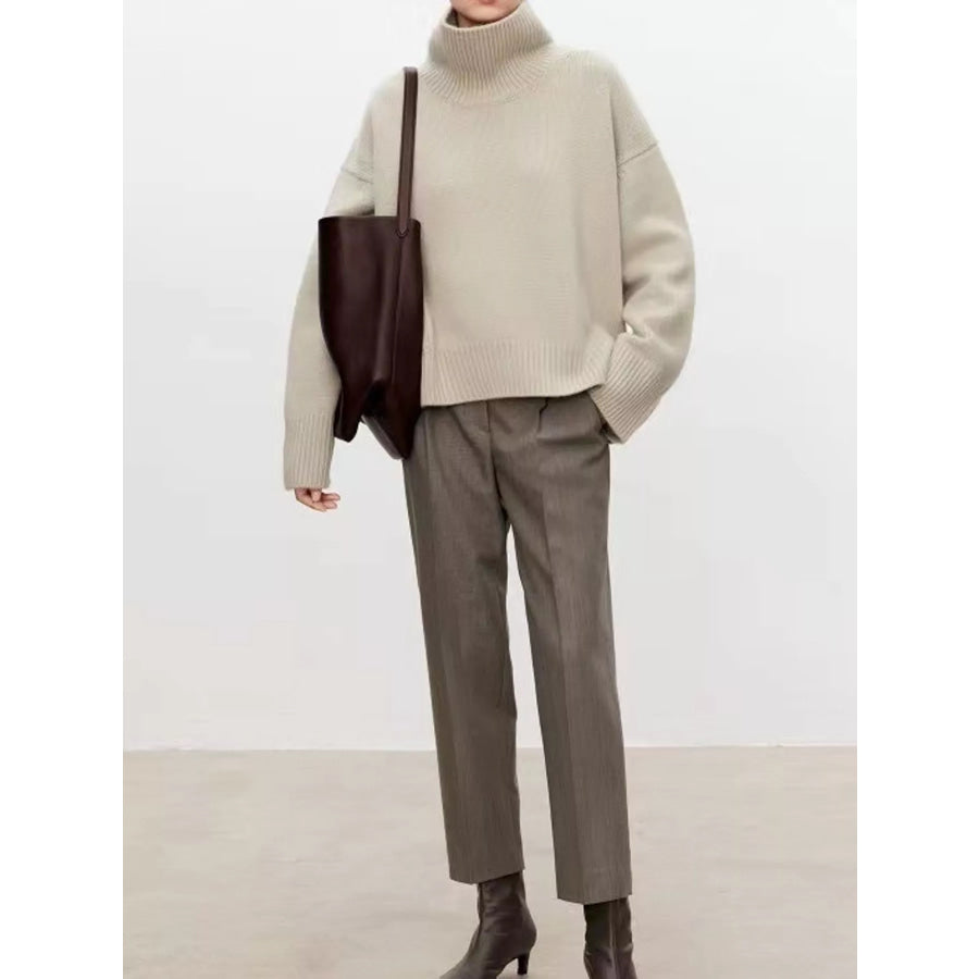 Oversized Turtleneck Wool Sweater Apparel and Accessories