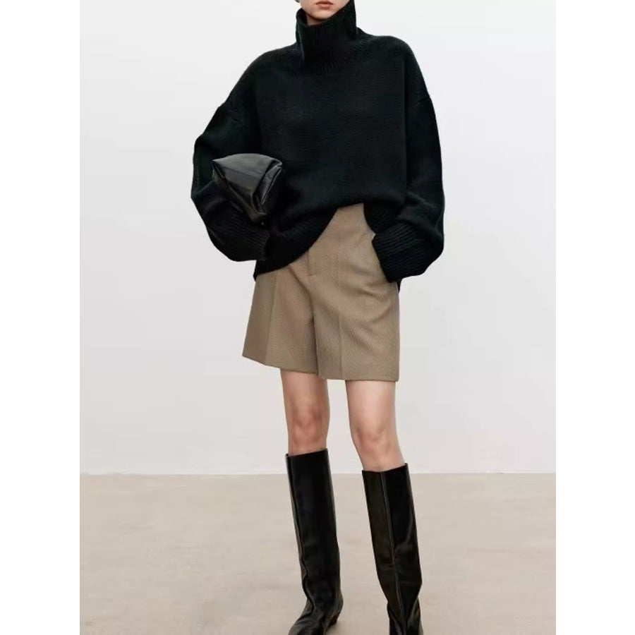 Oversized Turtleneck Wool Sweater Apparel and Accessories