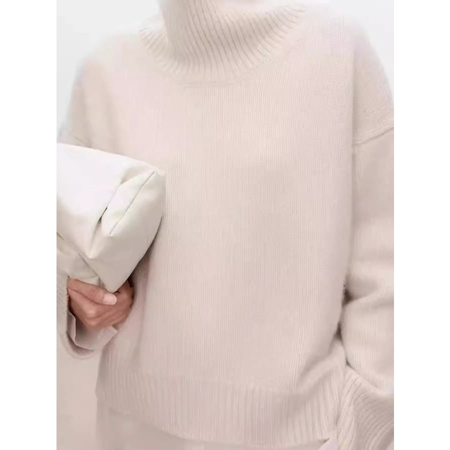 Oversized Turtleneck Wool Sweater Apparel and Accessories