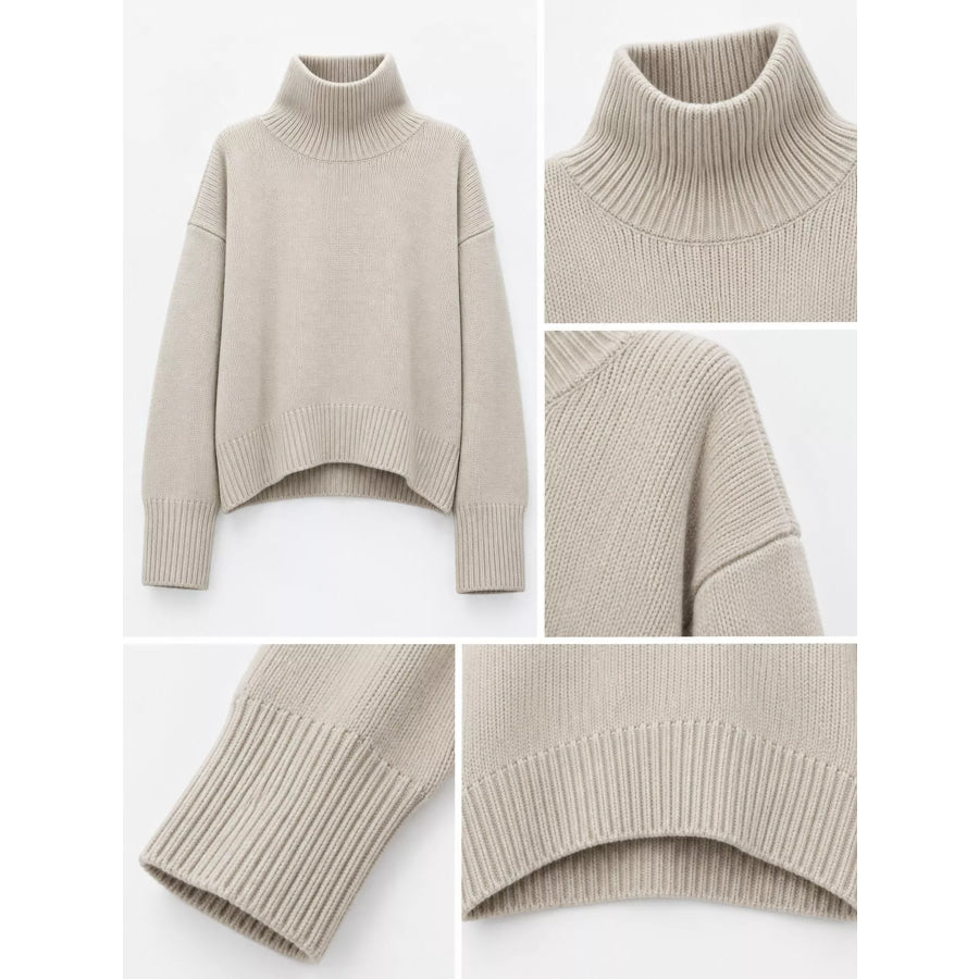 Oversized Turtleneck Wool Sweater Apparel and Accessories