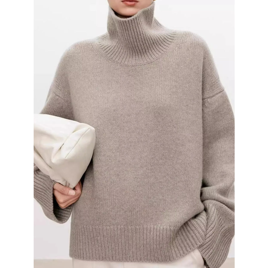 Oversized Turtleneck Wool Sweater Camel / S Apparel and Accessories