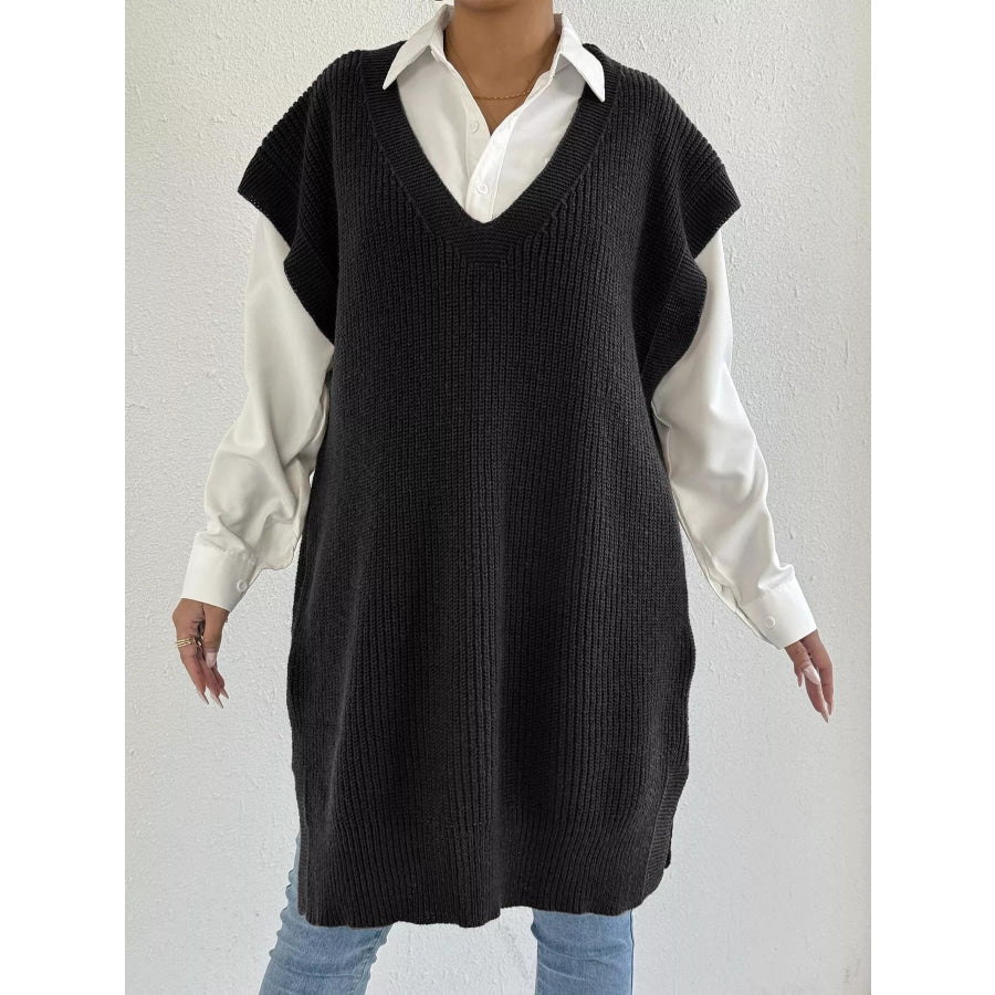 Oversized V-Neck Sweater Vest Apparel and Accessories