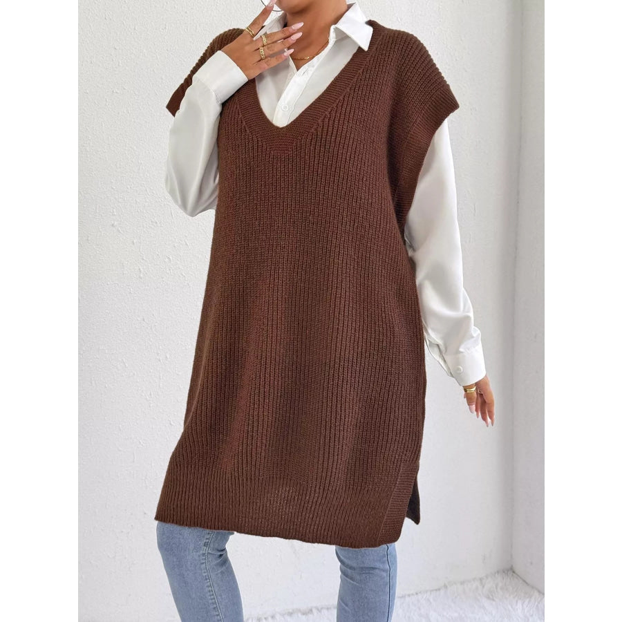 Oversized V-Neck Sweater Vest Apparel and Accessories