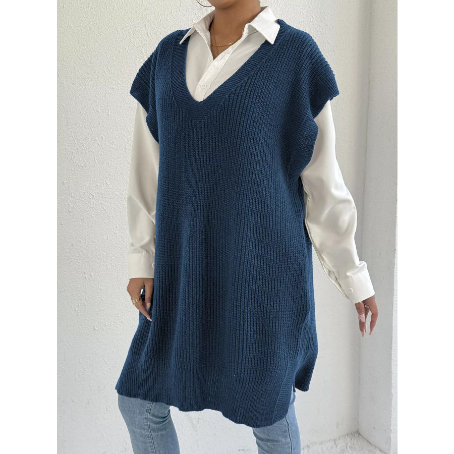 Oversized V-Neck Sweater Vest Apparel and Accessories