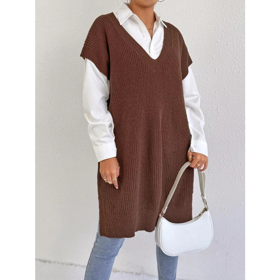 Oversized V-Neck Sweater Vest Apparel and Accessories