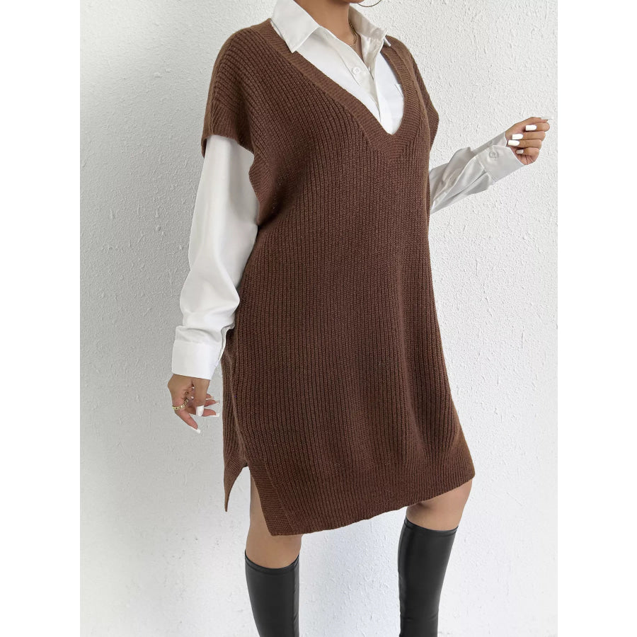 Oversized V-Neck Sweater Vest Apparel and Accessories