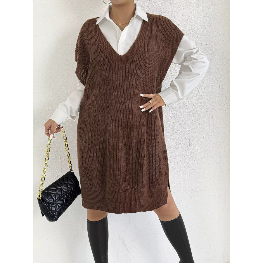 Oversized V-Neck Sweater Vest Apparel and Accessories