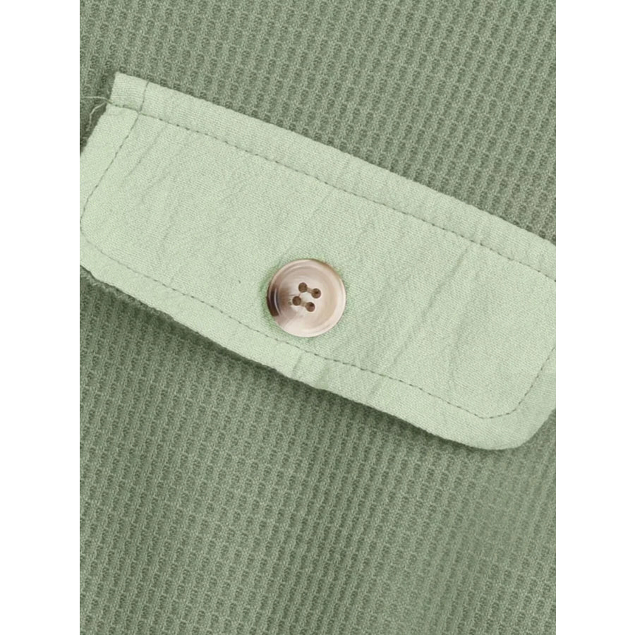 Oversized Waffle Knit Button-Up Jacket Apparel and Accessories