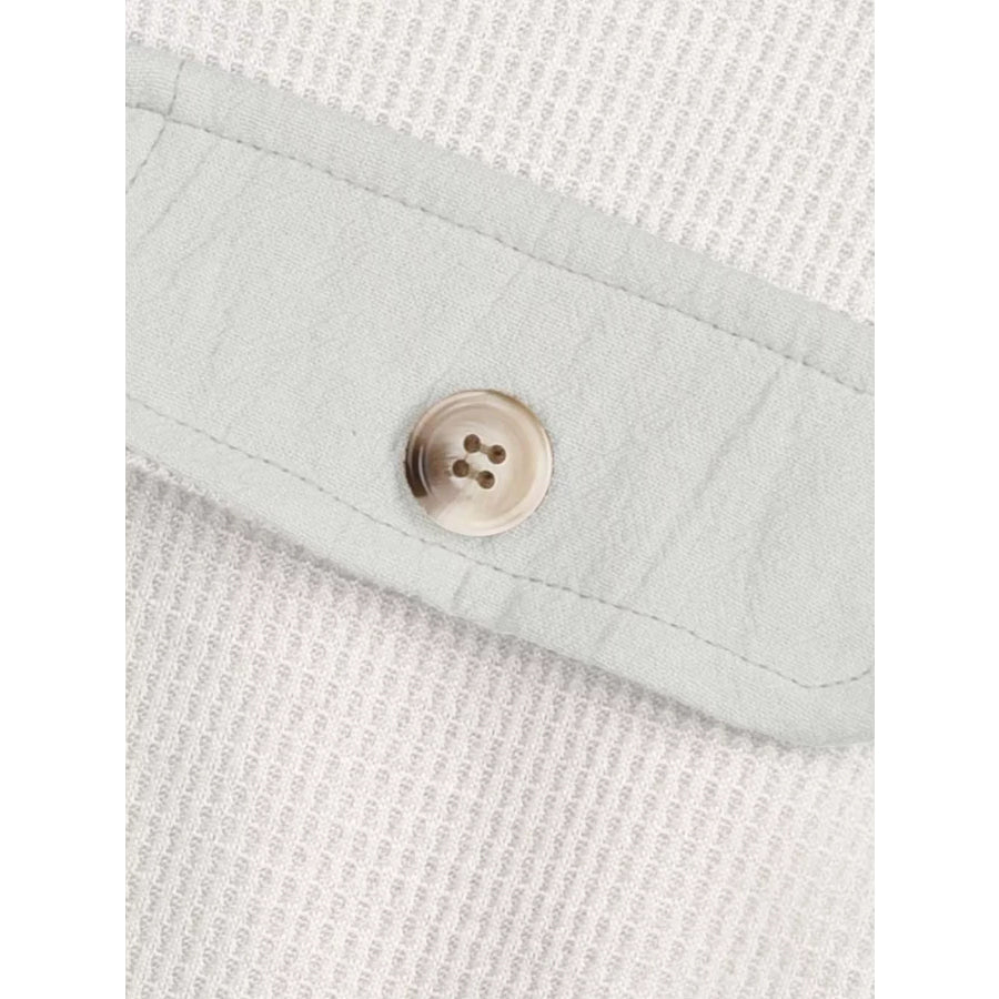 Oversized Waffle Knit Button-Up Jacket Apparel and Accessories